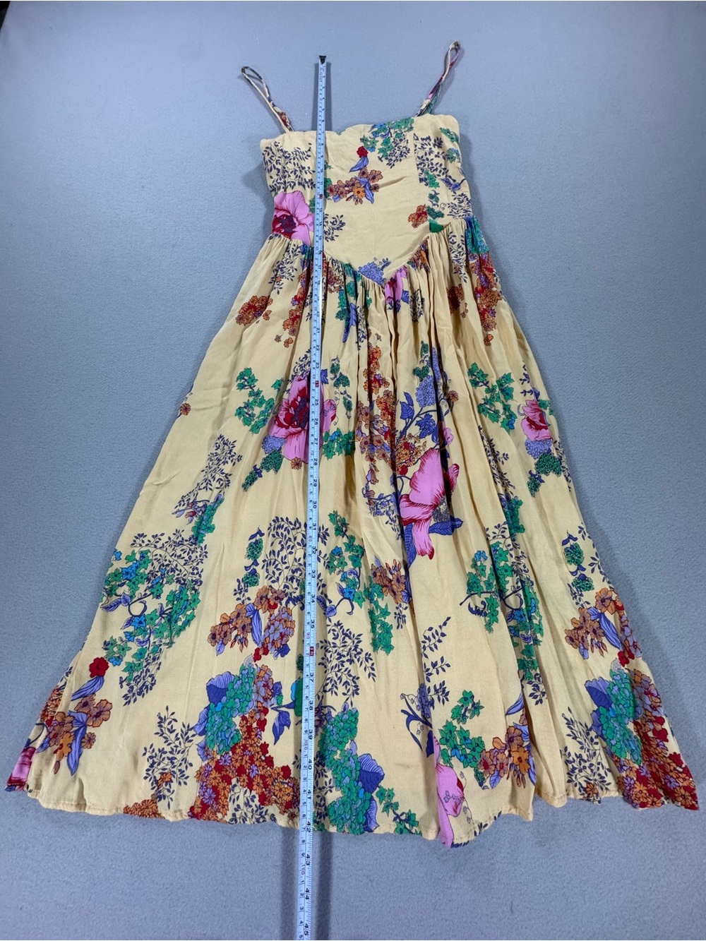 Urban Outfitters Sylvia Yellow Floral Prairie Midi Dress Corset Cottagecore - Picture 7 of 16